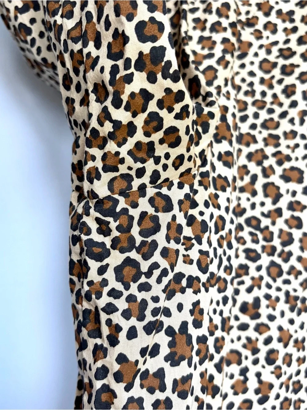 J.Crew Leopard Print Popover Blouse Women 2X Long Sleeve Split Neck SP25 EUC